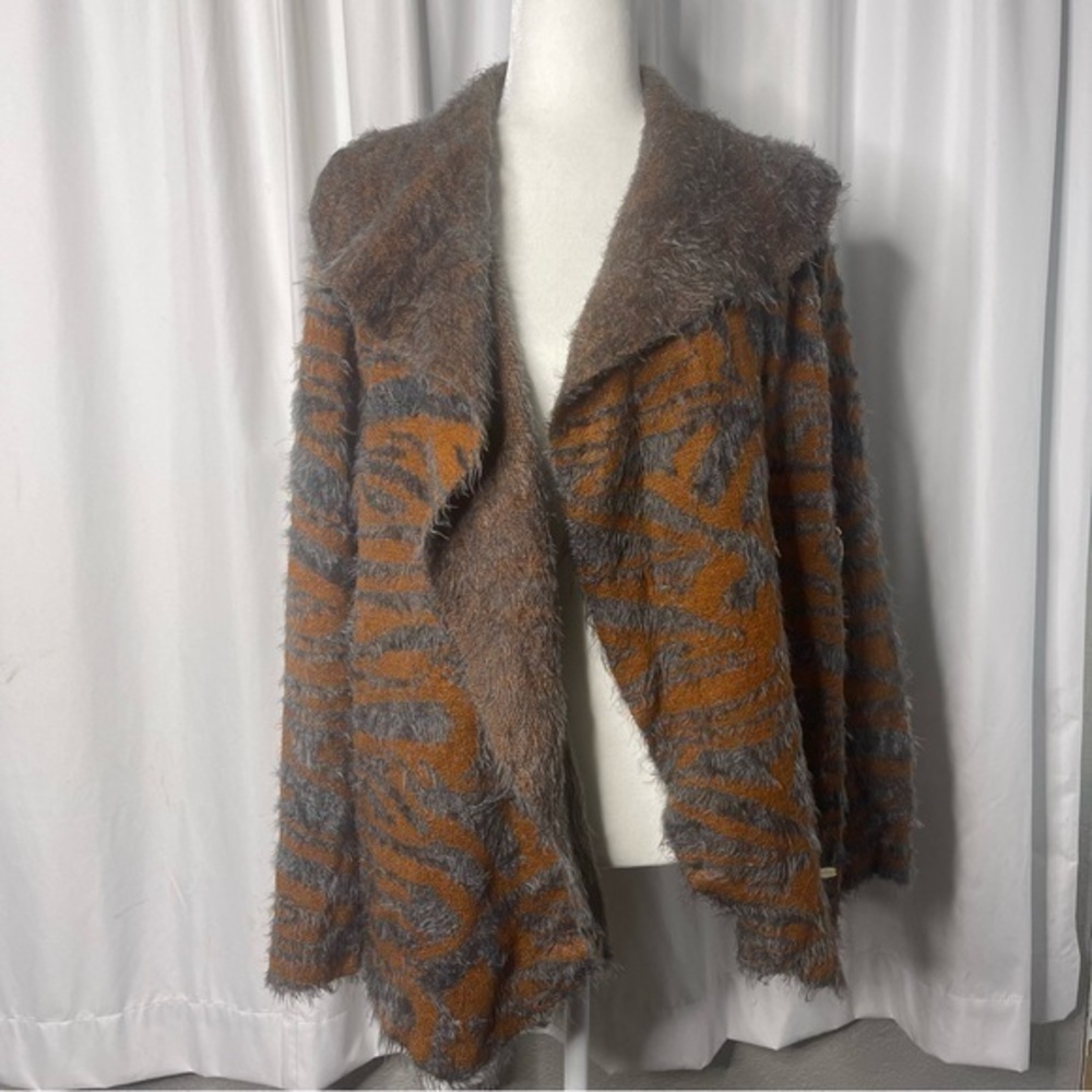 Black Rivet Sweater Jacket Orange and metallic grey size small